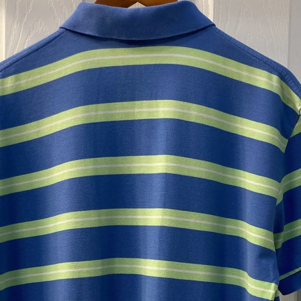 Vintage Polo by Ralph Lauren Rugby Blue Green White Striped Polo Size Large